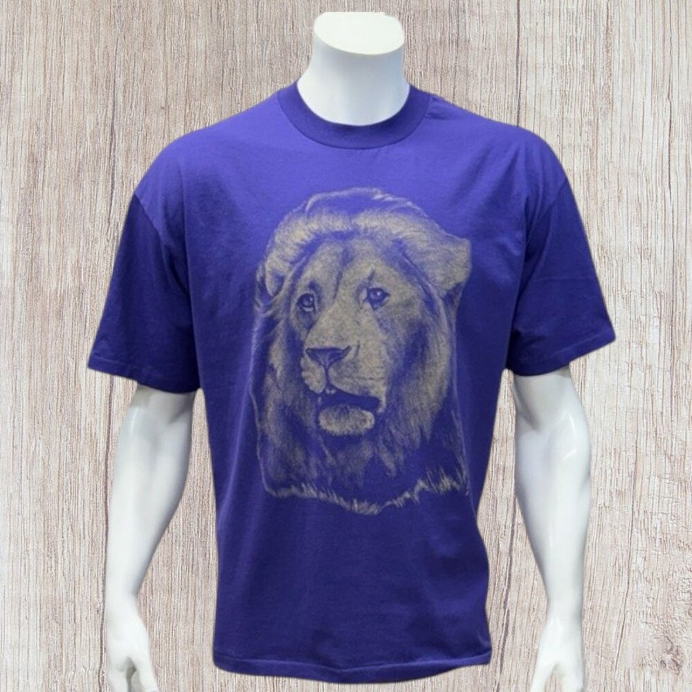 Vintage 90s Single Stitch Purple Lion Double Sided Graphic T-Shirt Made in USA